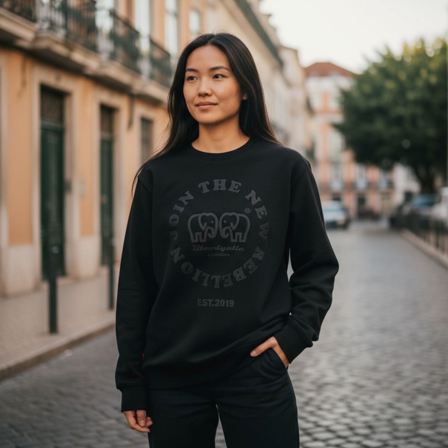 Join the New Rebellion Black and Black Puff Sweatshirt