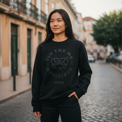 Join the New Rebellion Black and Black Puff Sweatshirt