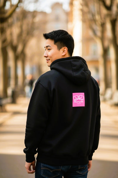 Premium Heavyweight Double Zip Black Hoodie