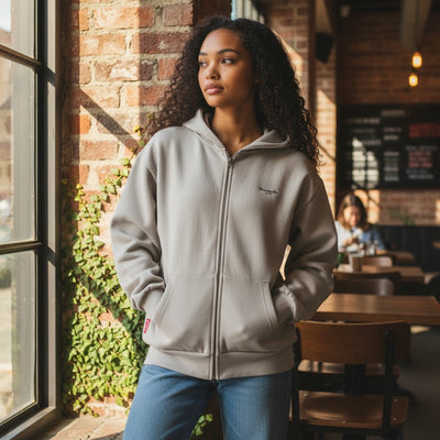 Premium Heavyweight Double Zip Stone Hoodie