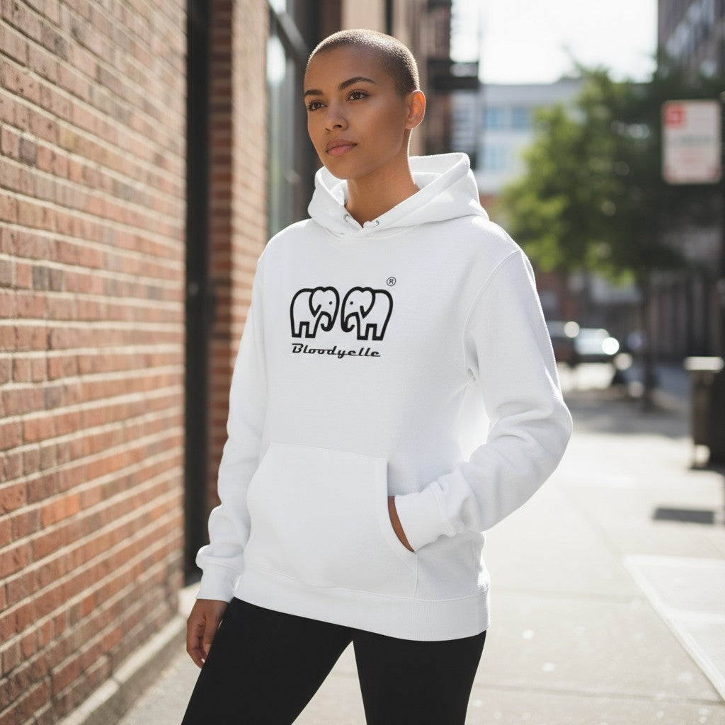Bloodyelle Signature Brand Hoodie White with Black Logo