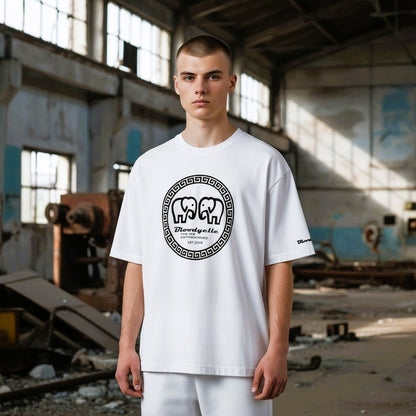 Greek Legends White with Black Flock T-Shirt