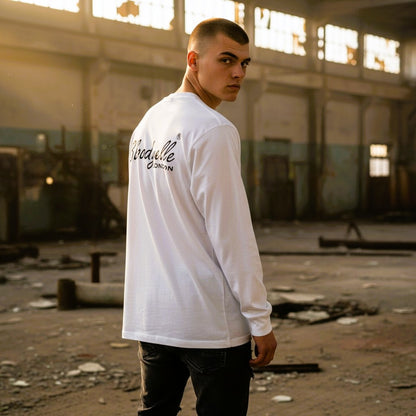 White with Black Signature Long Sleeve T-Shirt