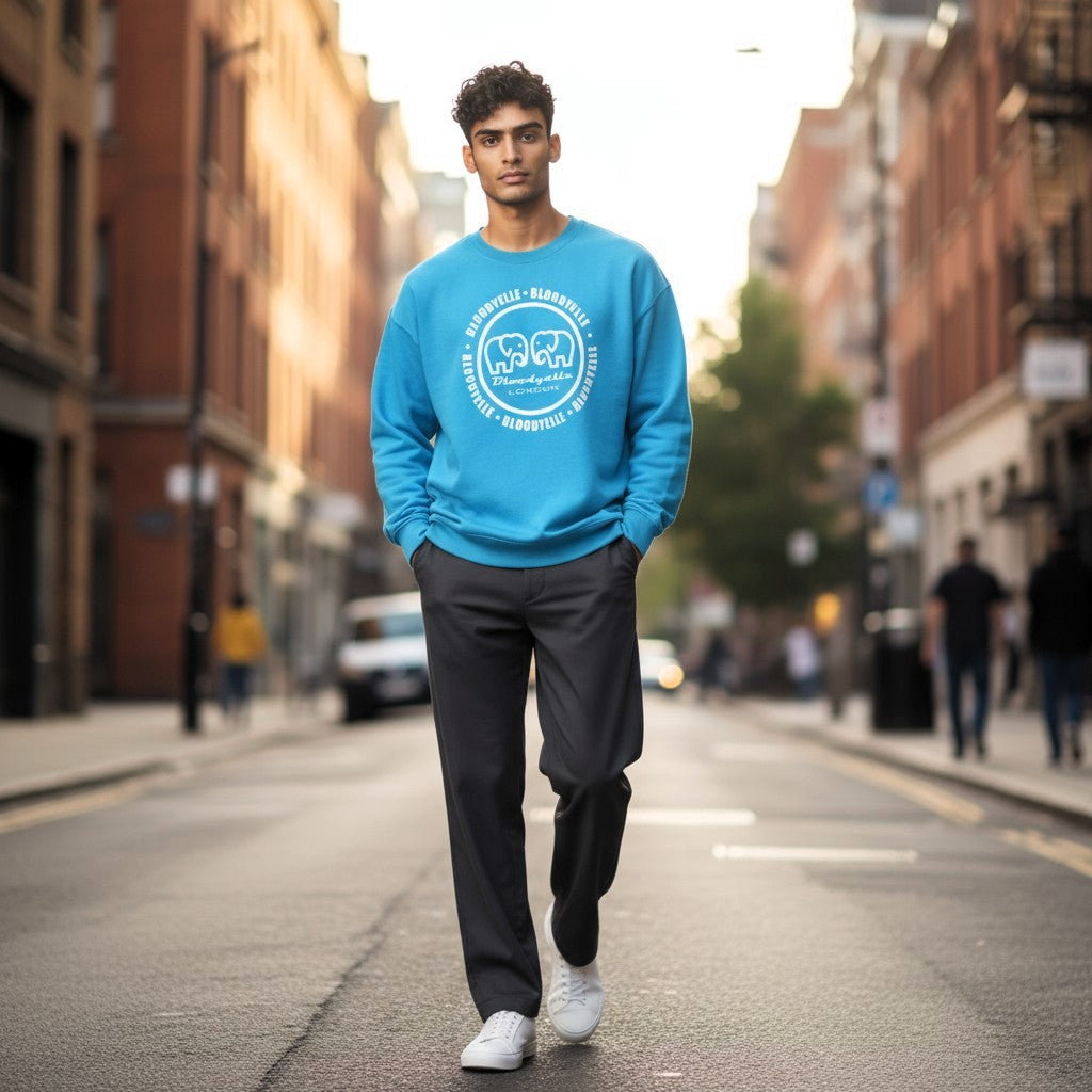 Bloodyelle Aqua Blue and White Infinity Logo Sweatshirt