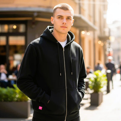 Premium Heavyweight Washes Black and Black Puff Hoodie