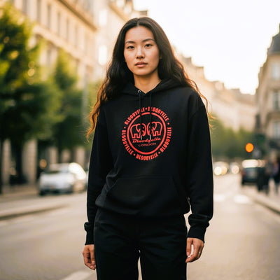 Infinity Hoodie Black with Red Flock Logo