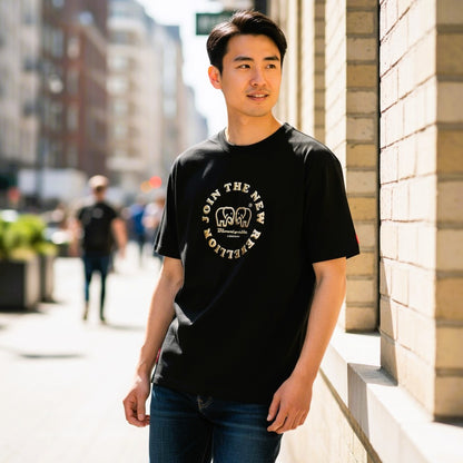 Medium Logo Black and Gold Puff T-Shirt