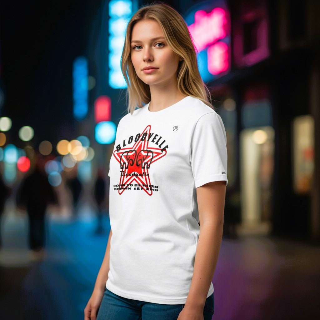 Starbright White Black and red Metallic T-Shirt