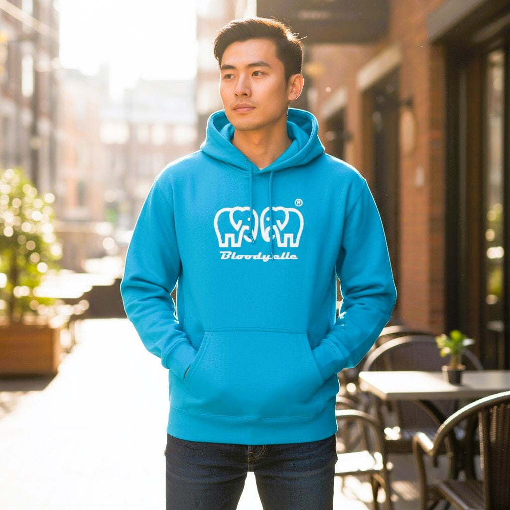 Bloodyelle Signature Brand Hoodie Aqua Blue with White Logo