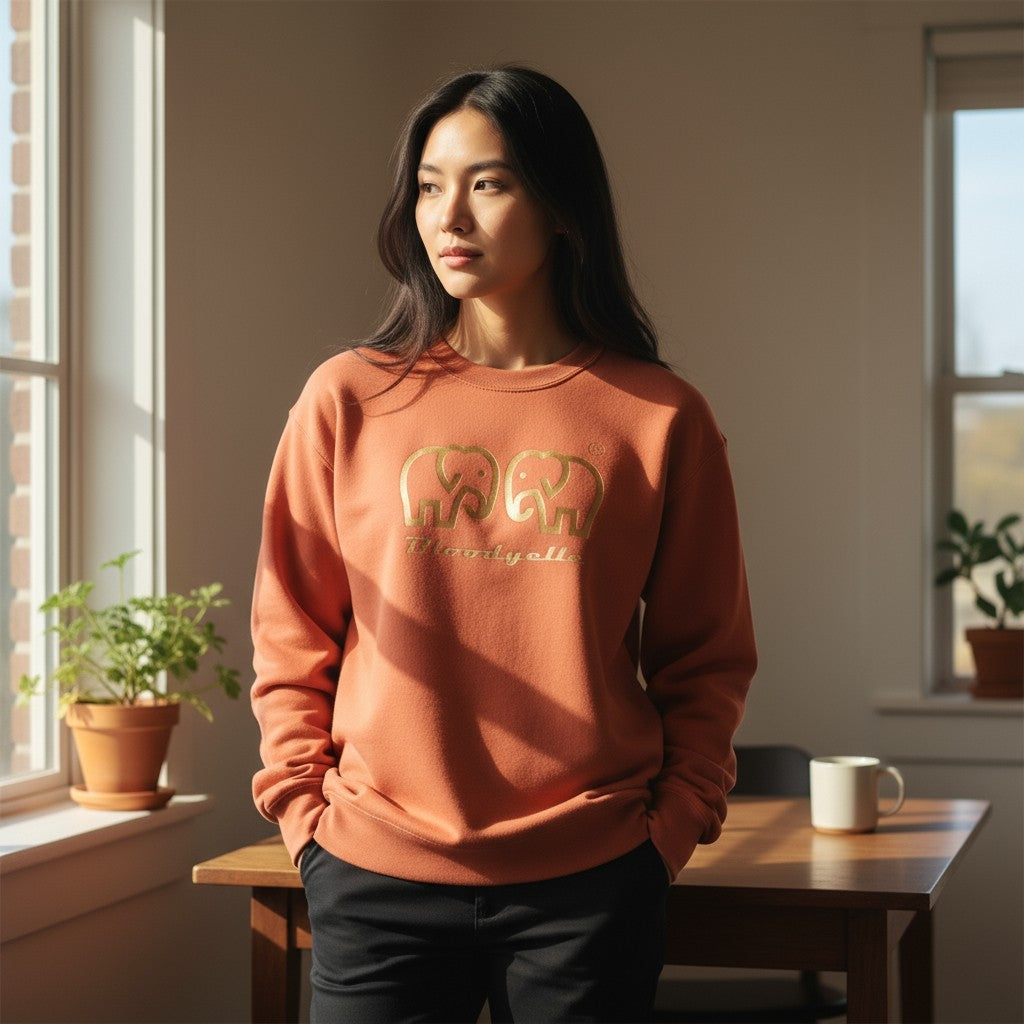 Brown and Rose Gold Elephant logo Brand Sweatshirt