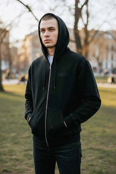 Premium Heavyweight Washes Black and Black Puff Hoodie