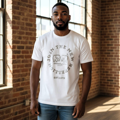 Rebellion White and Silver Puff  T-Shirt