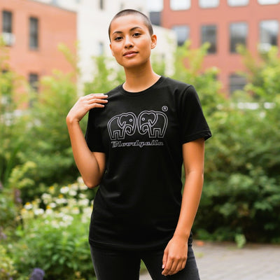 Black with Metallic Silver logo Elephant Dot T-Shirt
