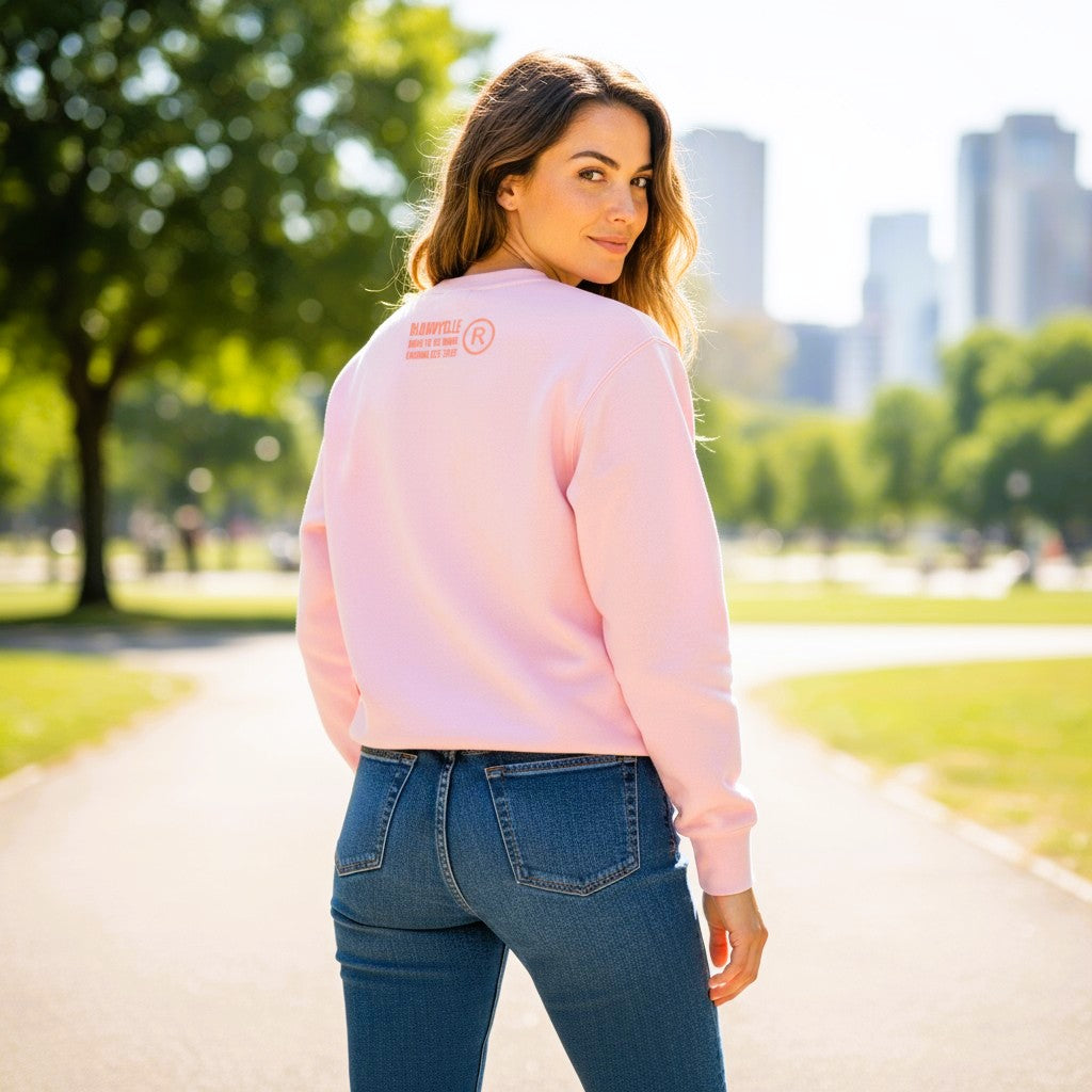 Bloodyelle Cotton Pink and Dusty Pink Flock Infinity Logo Sweatshirt