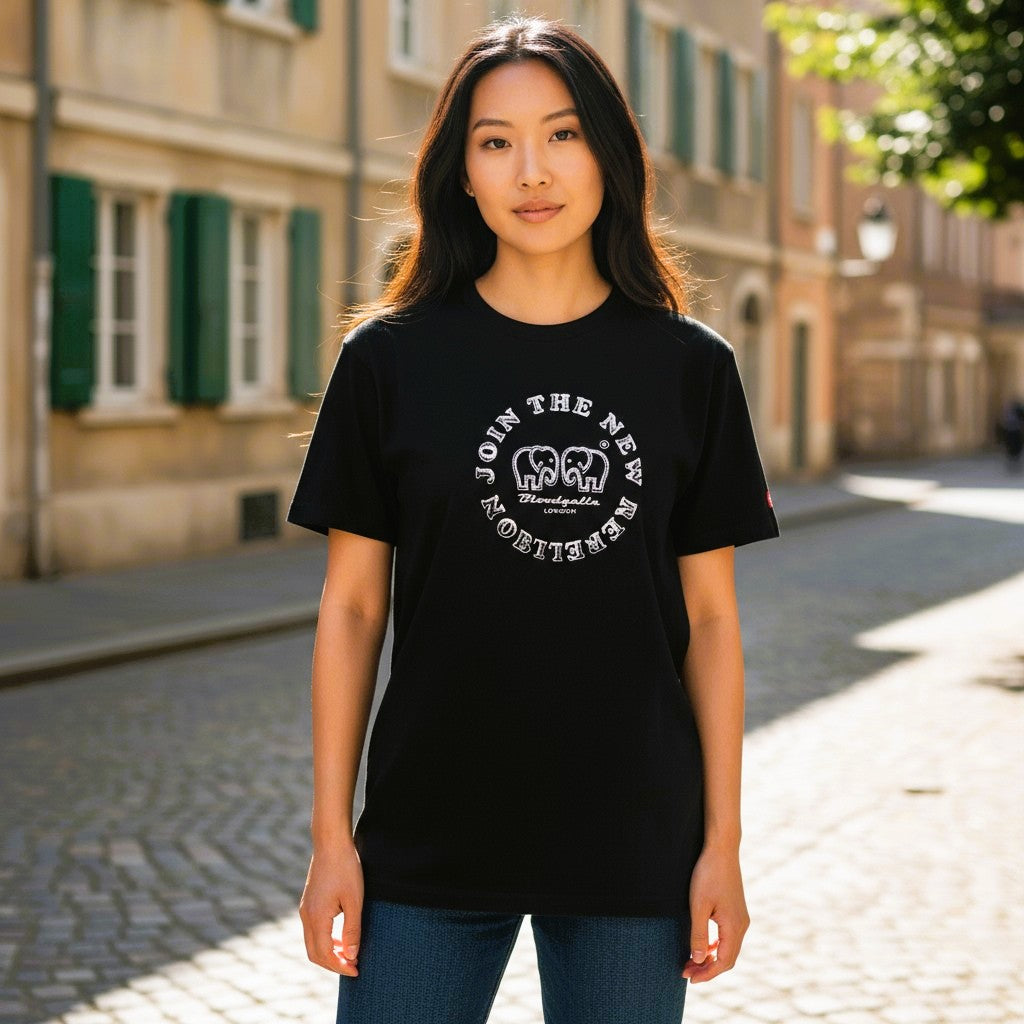 Medium Logo  Black and Silver Puff T-Shirt