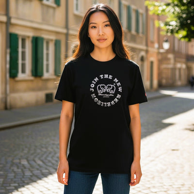 Medium Logo  Black and Silver Puff T-Shirt
