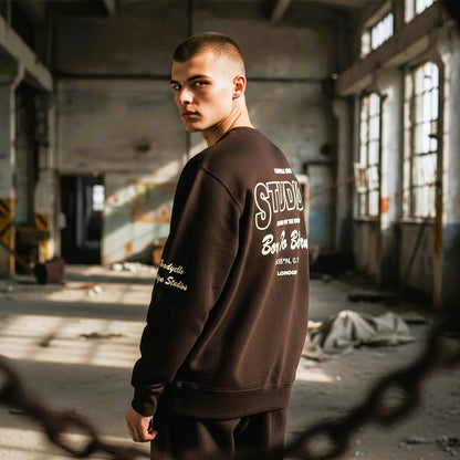 Black & Gold Oversized Streetwear Sweatshirt – Bold Graphic Crewneck