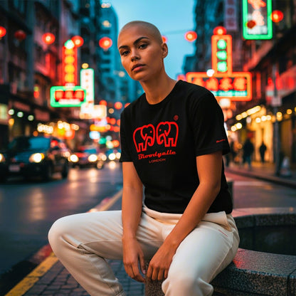 Essential Core Black & Neon Red Flock T-Shirt