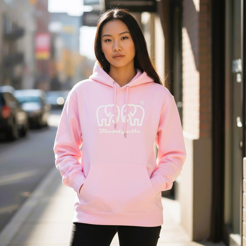 Bloodyelle Signature Brand Hoodie Pink with White Logo