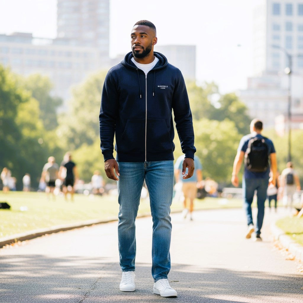 Hoodie Navy Blue w/ White Logo