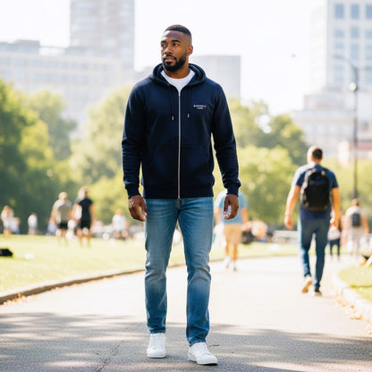 Hoodie Navy Blue w/ White Logo