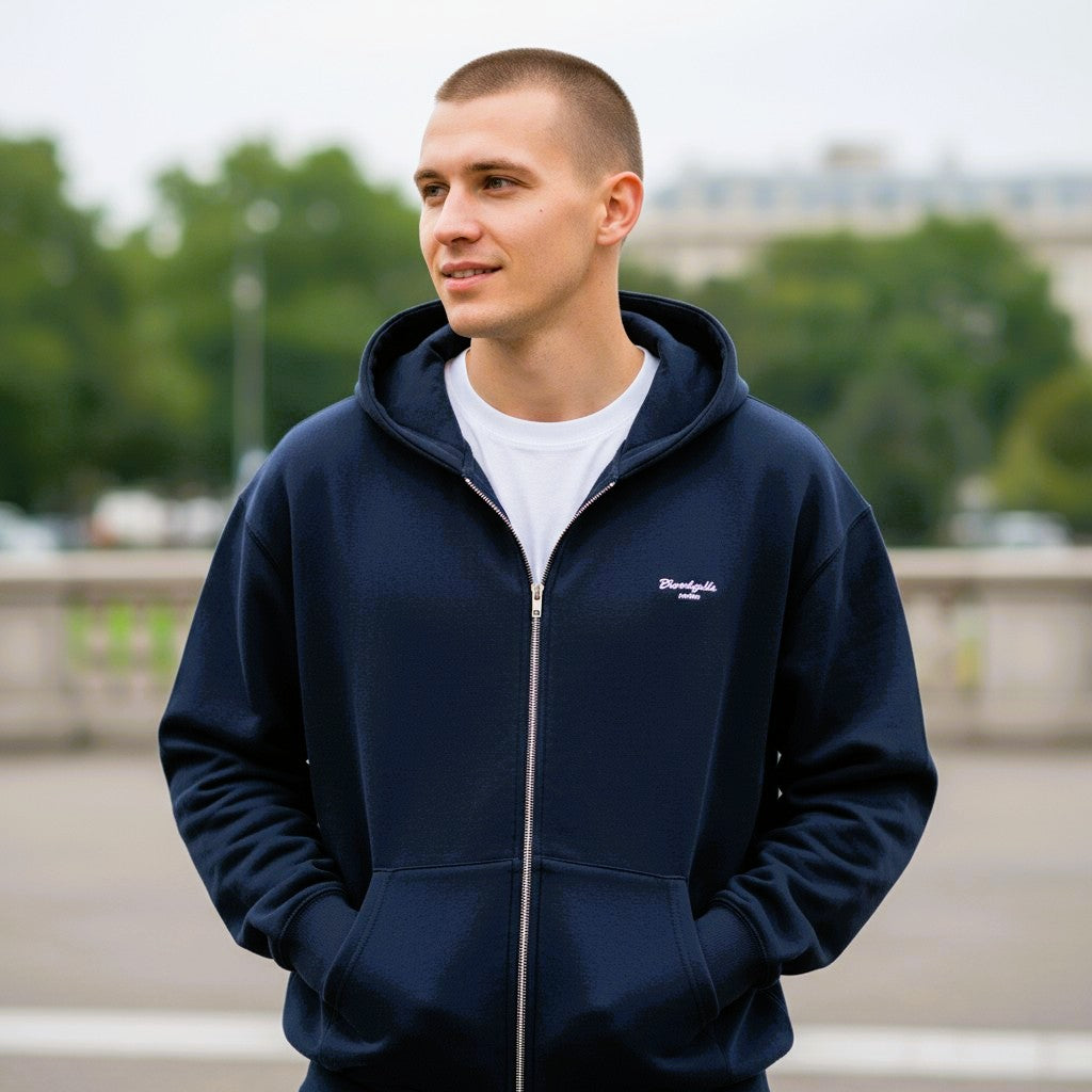 【即配達】DOUBLE ZIP HOODIE (NAVY) XXLサイズ Oversized Zip-Hoodie Navy – Prohibited