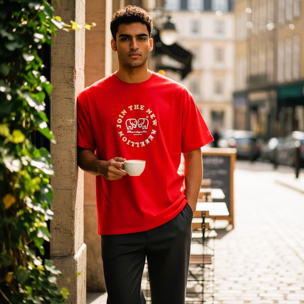 Medium Logo Red and Gold Puff T-Shirt