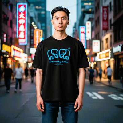 Essential Core Black & Neon Blue Flock T-Shirt