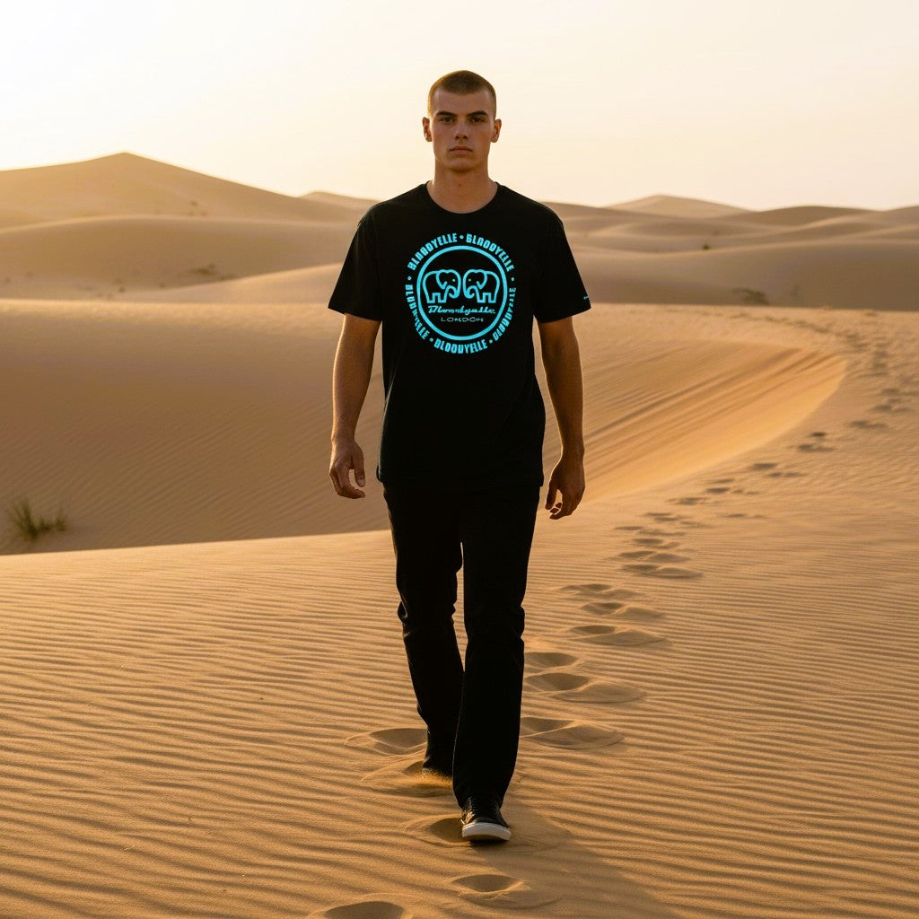 Large Logo Infinity Black with Tiffany Blue T-Shirt