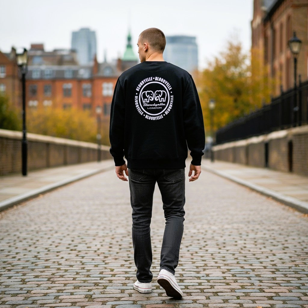 Sweatshirt Black with Raised Metallic Silver Infinity Logo