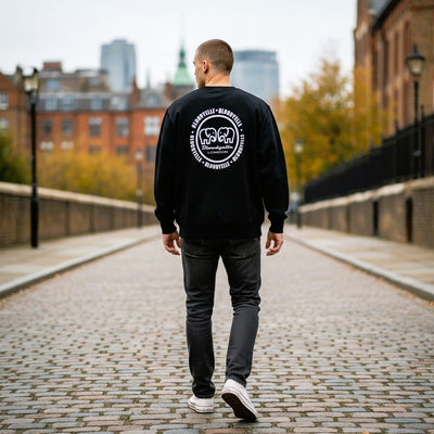 Sweatshirt Black with Raised Metallic Silver Infinity Logo