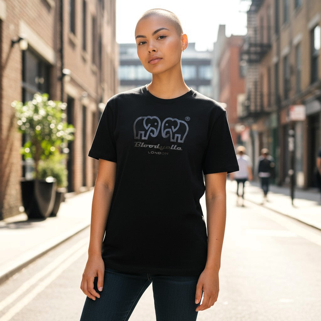 Bloodyelle Elephant Black on Black Raised Logo T-Shirt