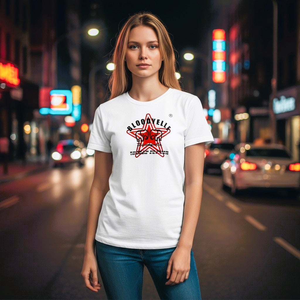 Starbright White Black and red Metallic T-Shirt