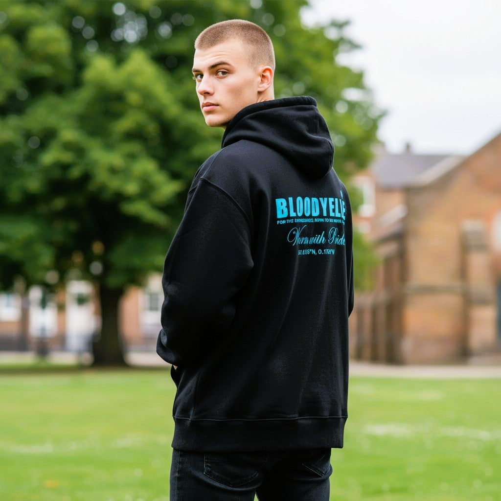 Hoodie Black w/ Light Blue Logo