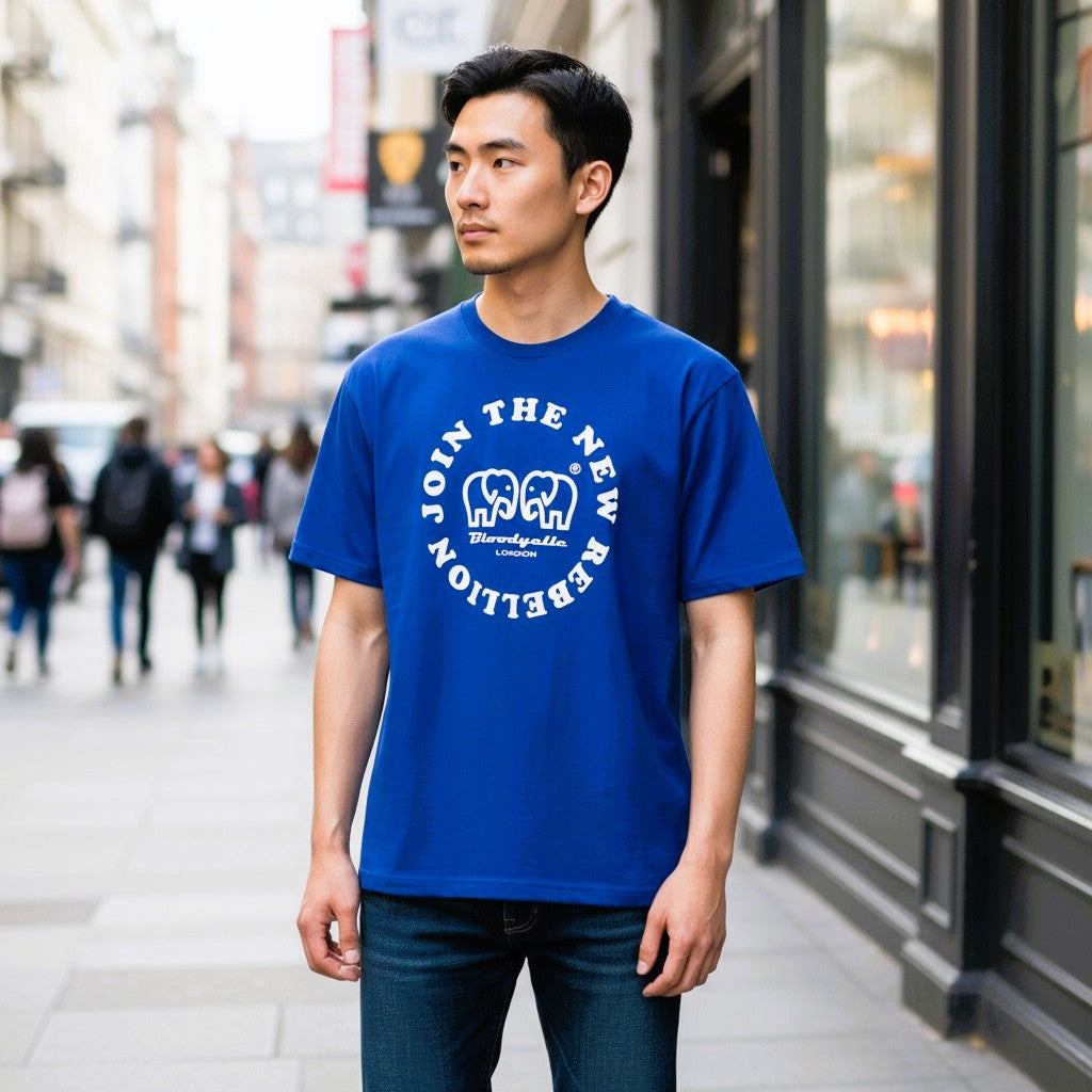 Royal Blue  and Pale Gold Metallic T-Shirt