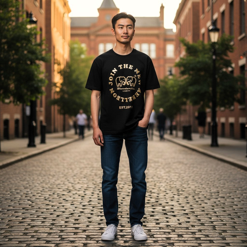 Rebellion Black and Gold Puff T-Shirt