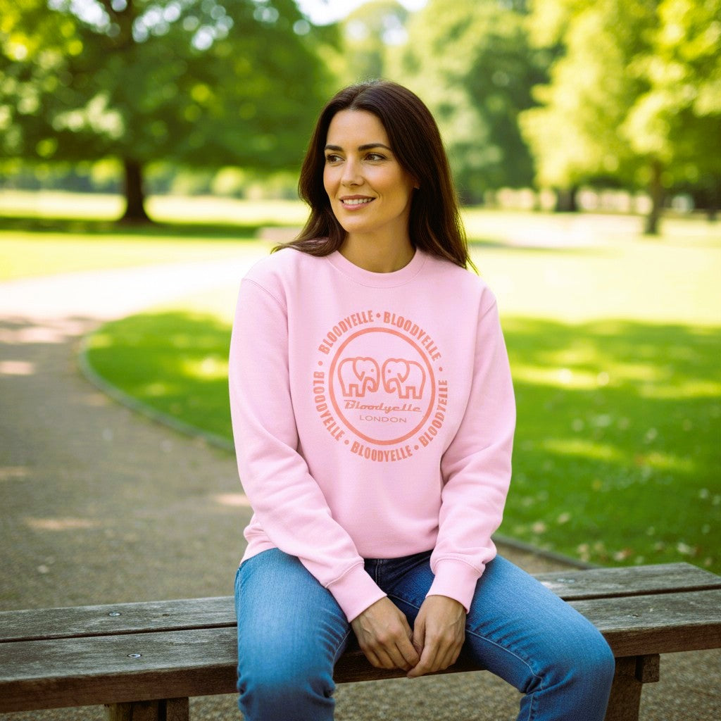 Bloodyelle Cotton Pink and Dusty Pink Flock Infinity Logo Sweatshirt