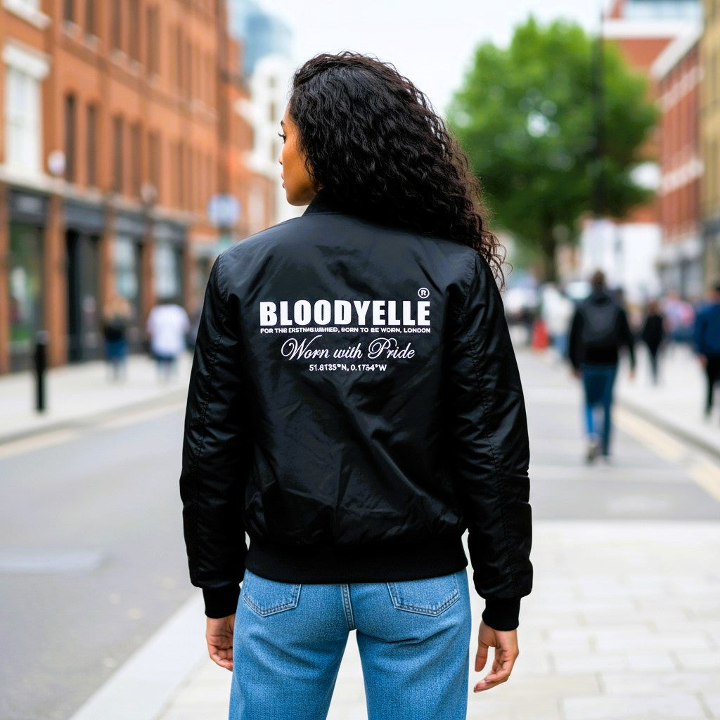 Black Signature Bomber Jacket with Grey Reflective Logo