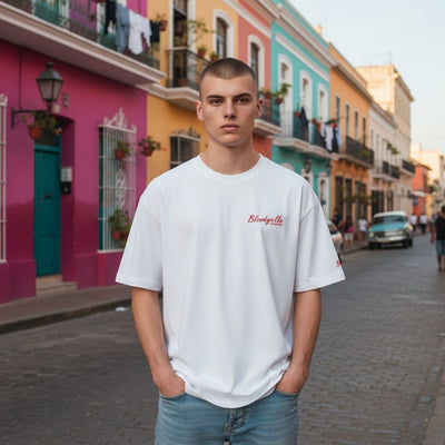 White with Bright Red Flock Bloodyelle Signature T-Shirt