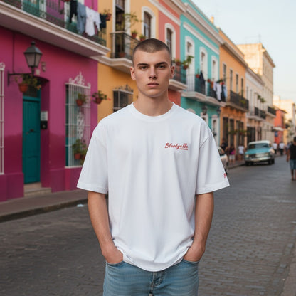 White with Bright Red Flock Bloodyelle Signature T-Shirt