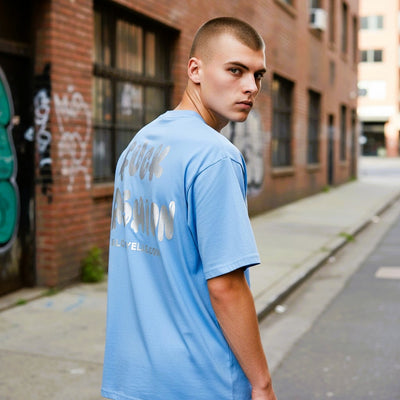 F**K Fashion Light Blue and pale Gold T-Shirt