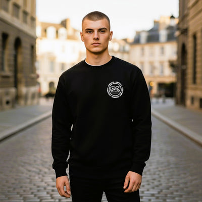 Sweatshirt Black with Raised Metallic Silver Infinity Logo
