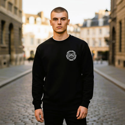 Sweatshirt Black with Raised Metallic Silver Infinity Logo
