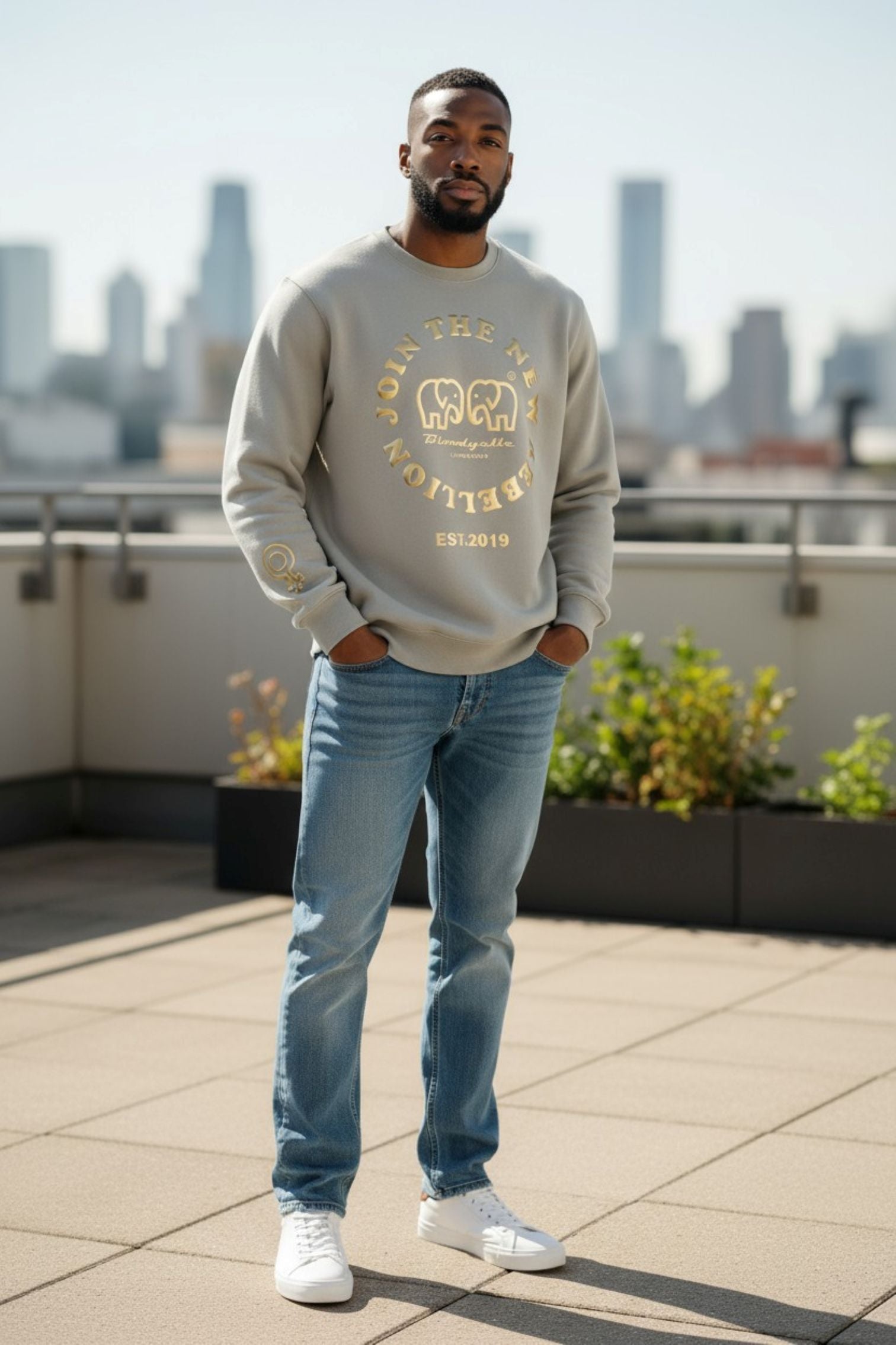 Stone and Gold Puff Sweatshirt