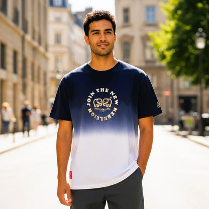 Medium Logo Navy and Gold Puff T-Shirt