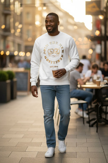 White and Gold Puff Sweatshirt