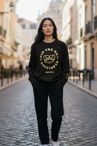 Join the New Rebellion Black and Gold Puff Sweatshirt