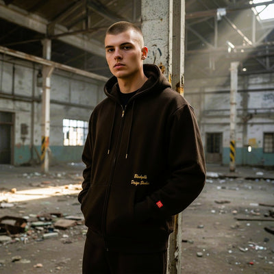 Black & Gold Puff Print Hoodie – Premium Oversized Streetwear