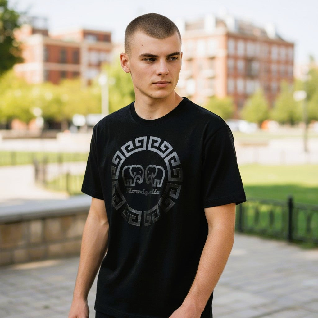 Greek Legends 2 Black T-Shirt Raised Black Logo