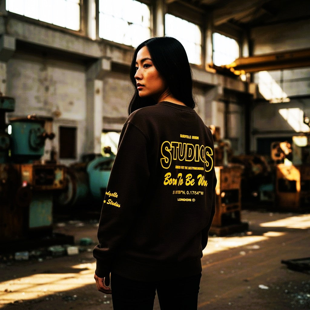 Black & Gold Oversized Streetwear Sweatshirt – Bold Graphic Crewneck